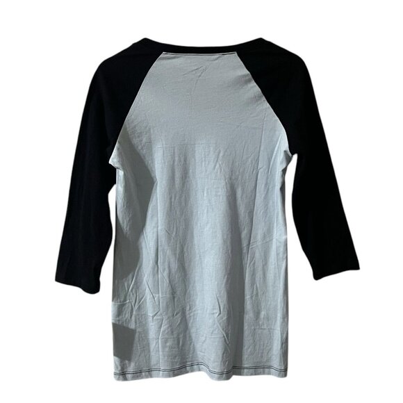 American Fighter Raglan Baseball Tee Size Medium Graphic Light Powder Blue Black - Picture 3 of 6